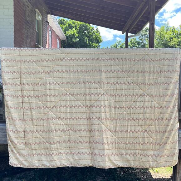 VTG Ralph Lauren Chaps Reversible Comforter Floral Stripes English Country Queen - Picture 3 of 7